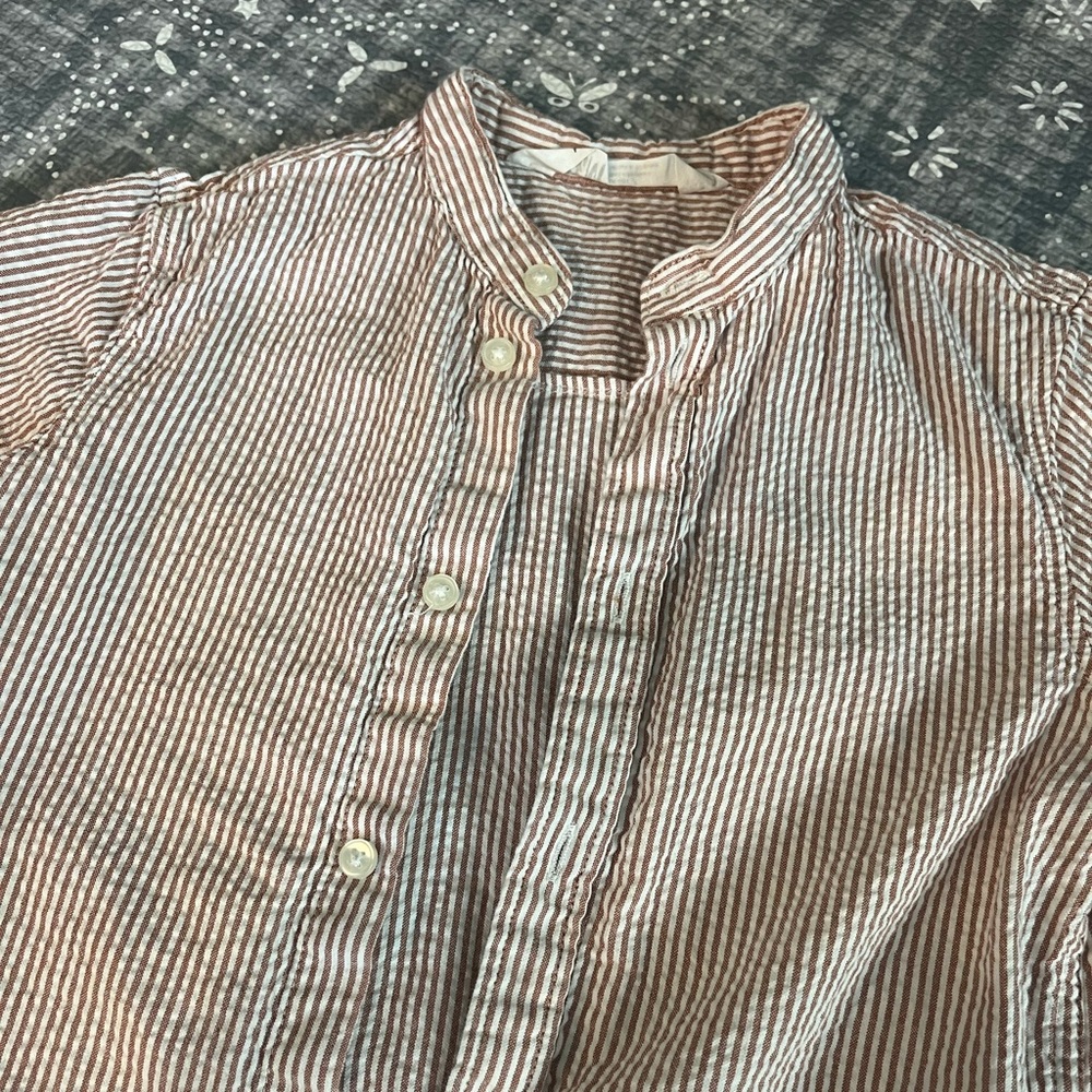 Gingham neutral button up short sleeve